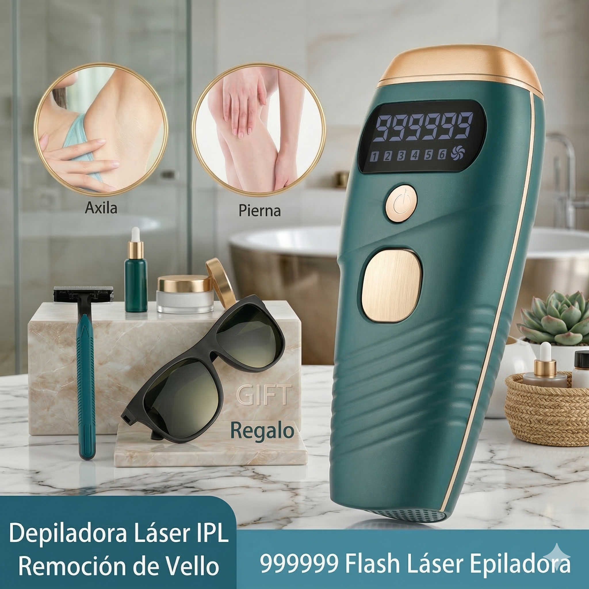 Depiladora IPL Láser 999999 Flashes - Depilación Permanente Sin Dolor Mujer